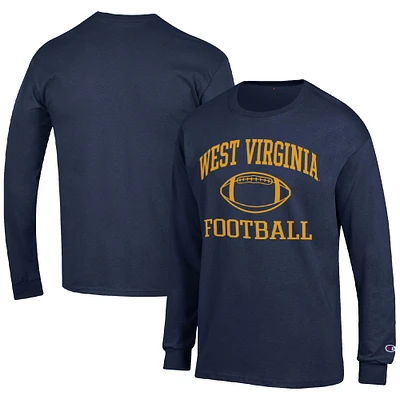 Men's Champion Navy West Virginia Mountaineers Football Icon Long Sleeve T-Shirt