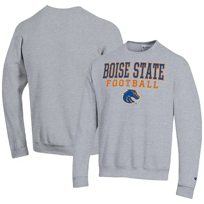 Men's Champion Heather Gray Boise State Broncos Football Stacked Pullover Sweatshirt