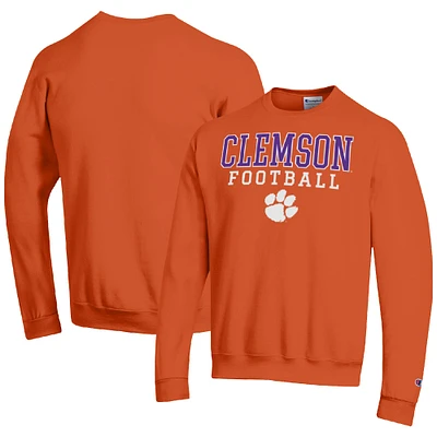 Men's Champion Orange Clemson Tigers Football Stacked Pullover Sweatshirt