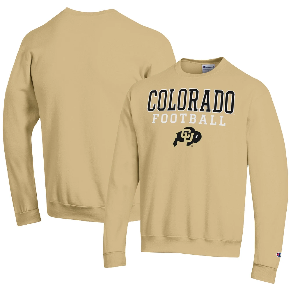 Men's Champion Gold Colorado Buffaloes Football Stacked Pullover Sweatshirt