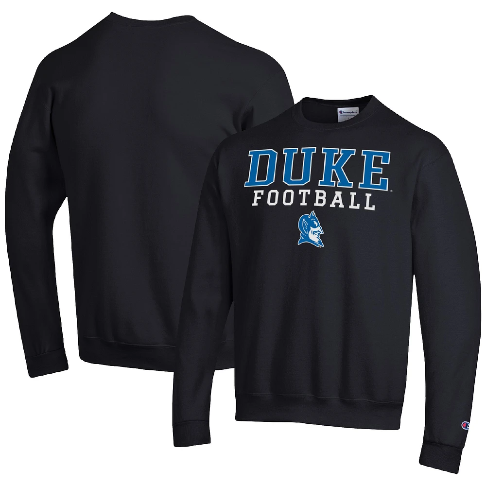 Men's Champion Black Duke Blue Devils Football Stacked Pullover Sweatshirt
