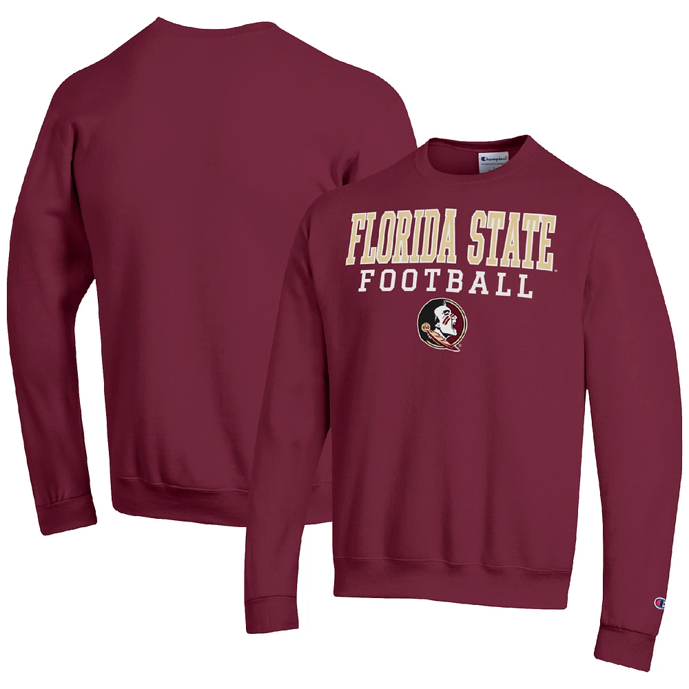 Men's Champion Garnet Florida State Seminoles Football Stacked Pullover Sweatshirt
