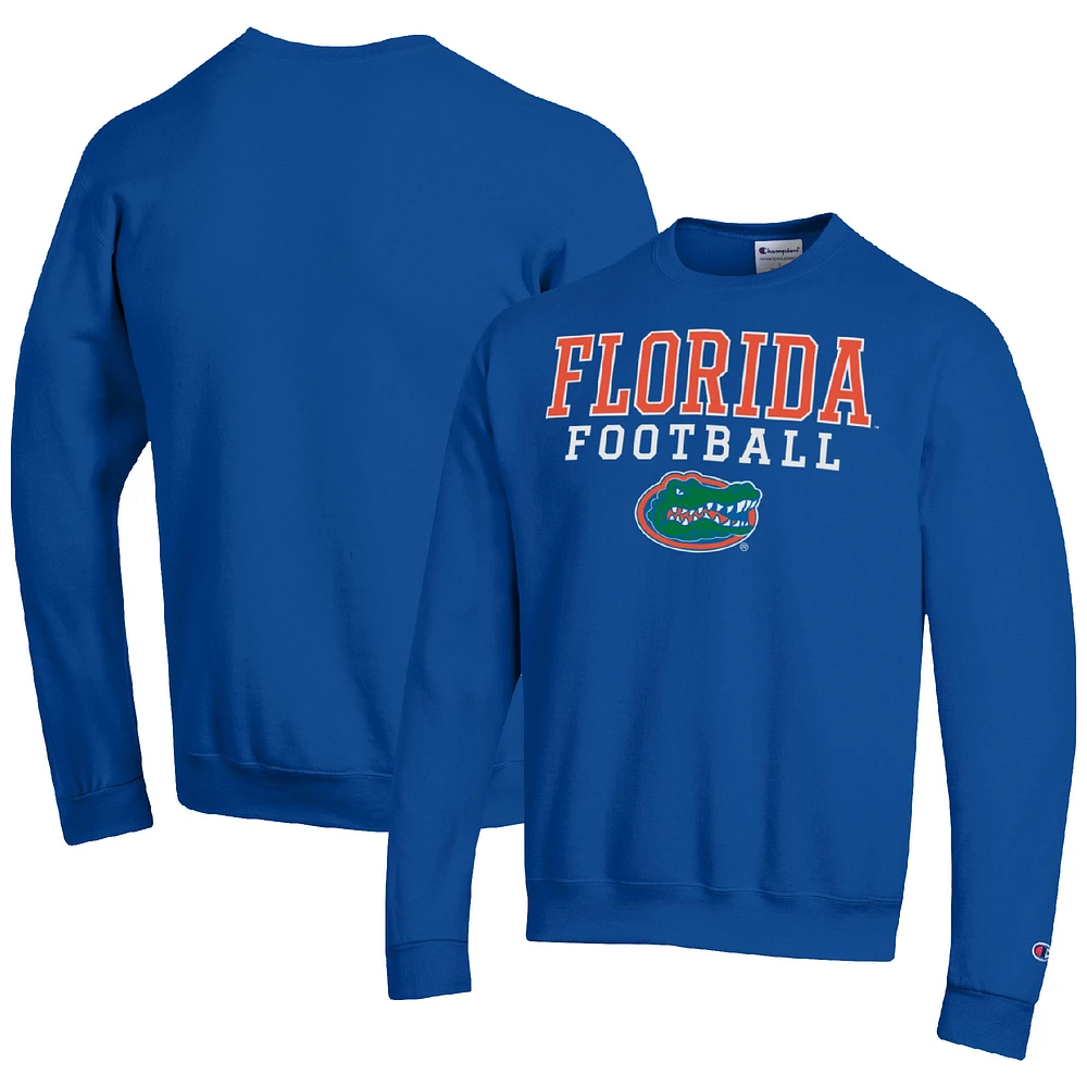 Men's Champion Royal Florida Gators Football Stacked Pullover Sweatshirt