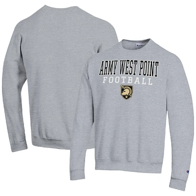 Men's Champion Heather Gray Army Black Knights Football Stacked Pullover Sweatshirt