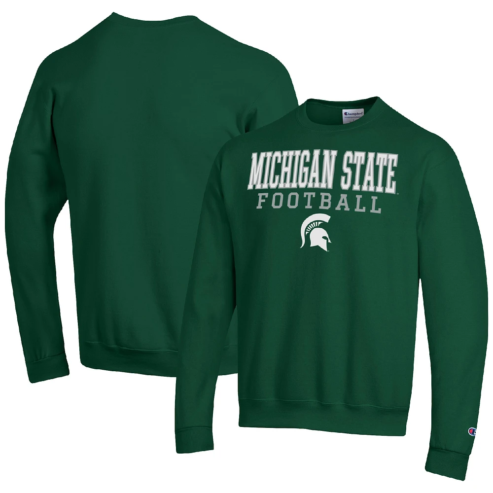 Men's Champion Michigan State Spartans Football Stacked Pullover Sweatshirt