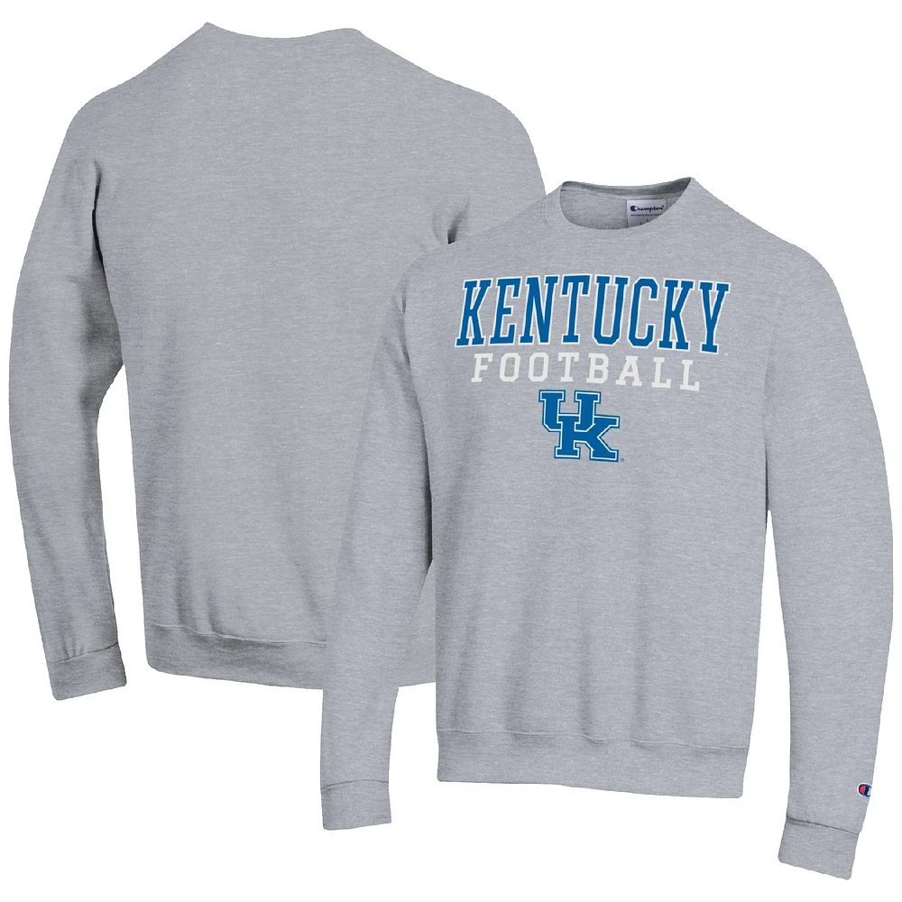 Men's Champion Heather Gray Kentucky Wildcats Football Stacked Pullover Sweatshirt