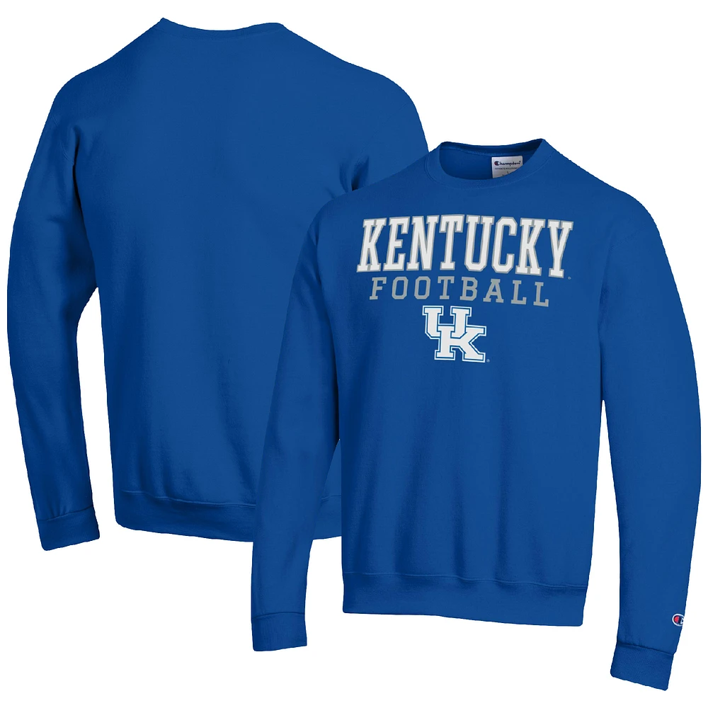 Men's Champion Royal Kentucky Wildcats Football Stacked Pullover Sweatshirt