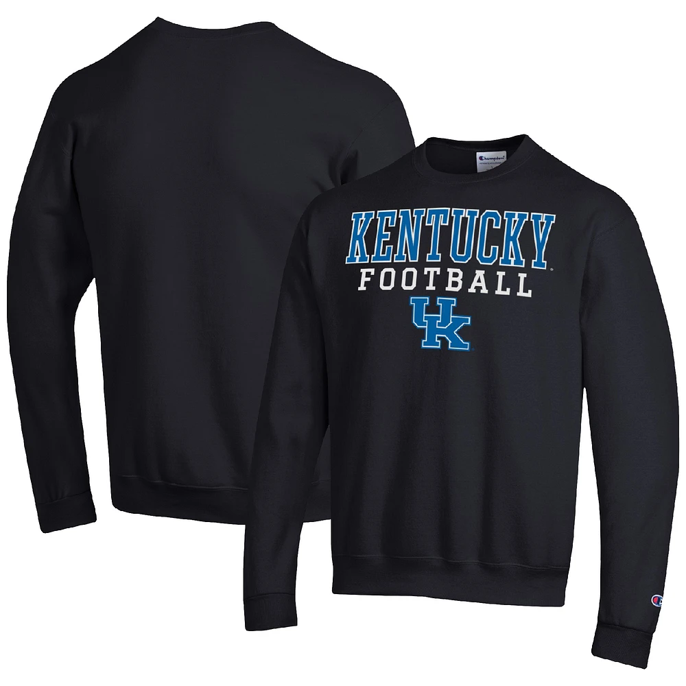 Men's Champion Black Kentucky Wildcats Football Stacked Pullover Sweatshirt