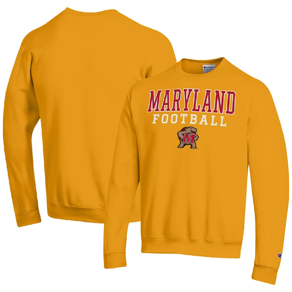 Men's Champion Gold Maryland Terrapins Football Stacked Pullover Sweatshirt