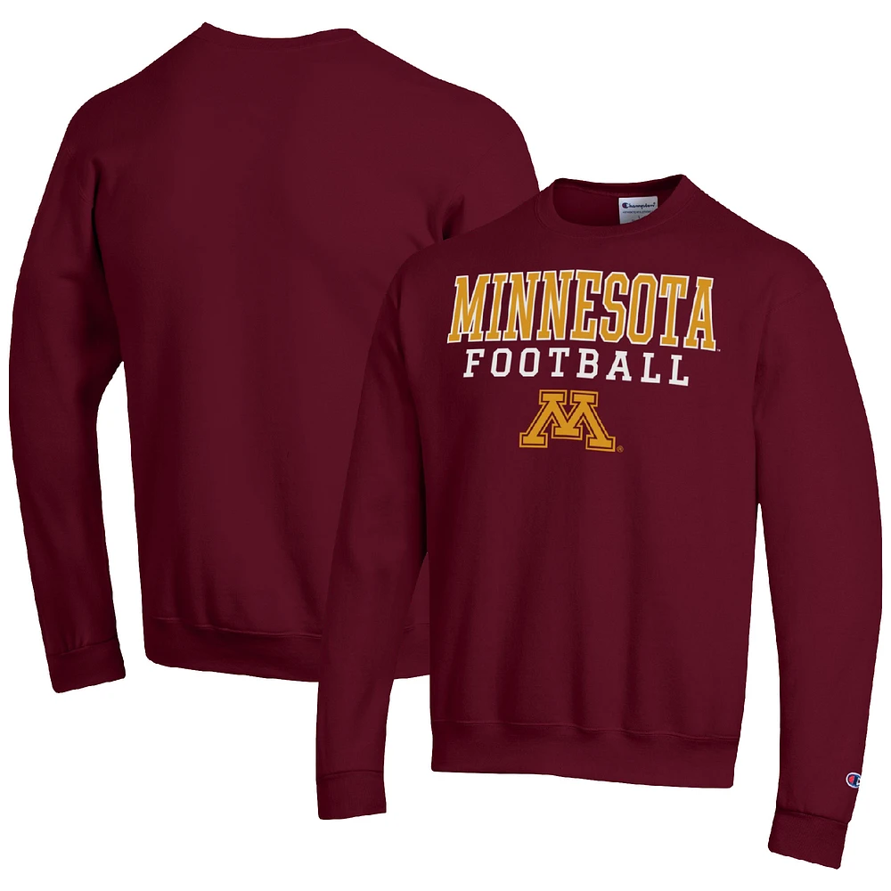 Men's Champion Maroon Minnesota Golden Gophers Football Stacked Pullover Sweatshirt