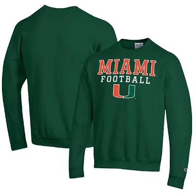 Men's Champion Miami Hurricanes Football Stacked Pullover Sweatshirt