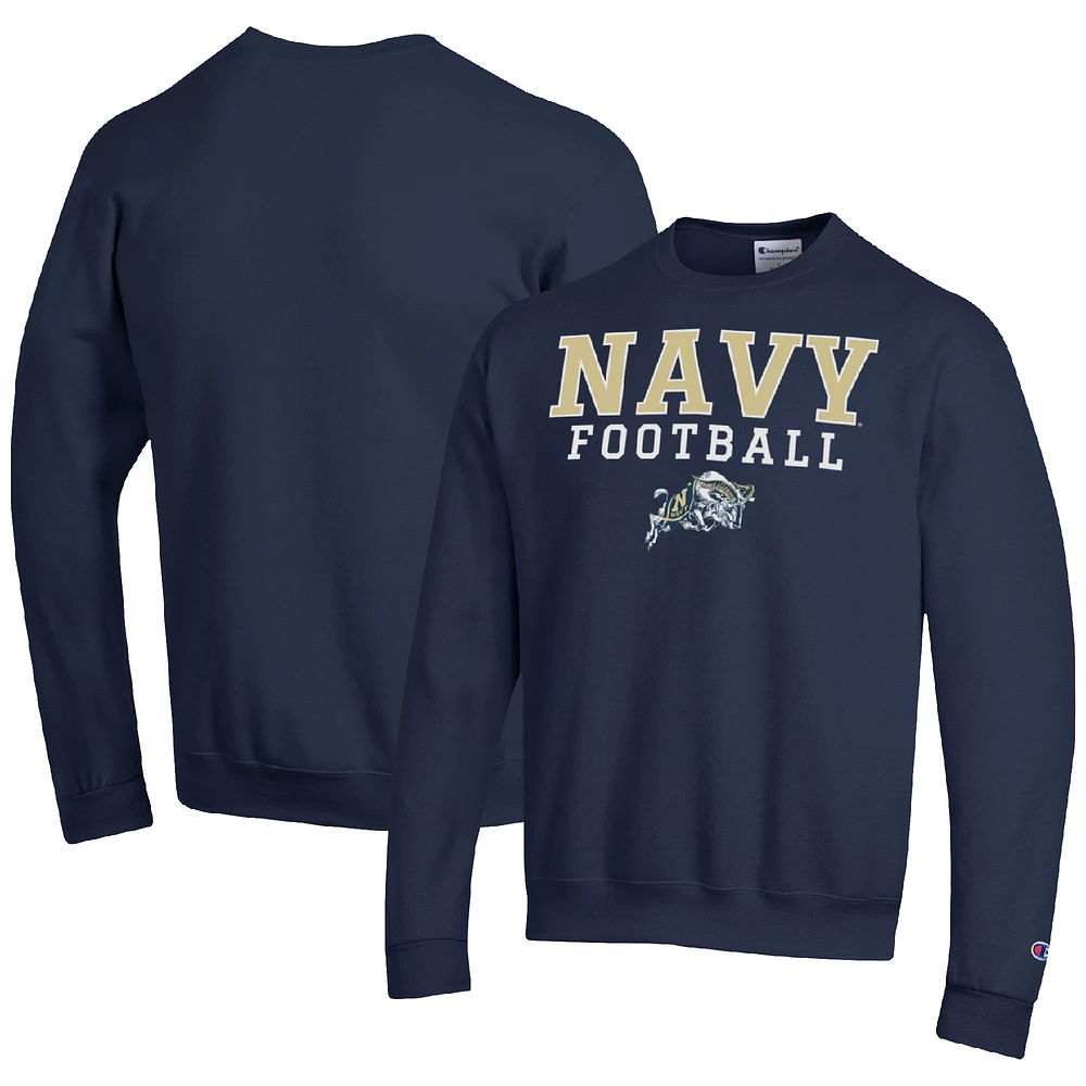 Men's Champion Navy Midshipmen Football Stacked Pullover Sweatshirt