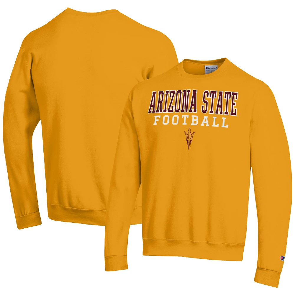 Men's Champion Gold Arizona State Sun Devils Football Stacked Pullover Sweatshirt