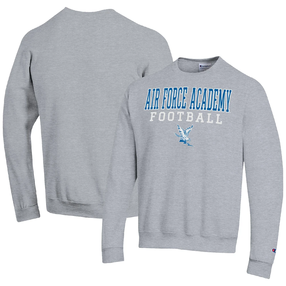 Men's Champion Heather Gray Air Force Falcons Football Stacked Pullover Sweatshirt