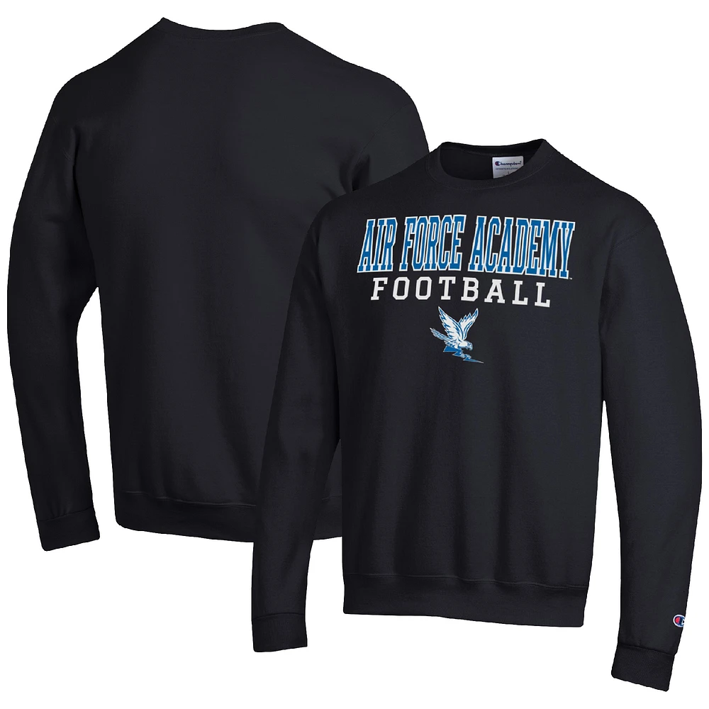 Men's Champion Black Air Force Falcons Football Stacked Pullover Sweatshirt