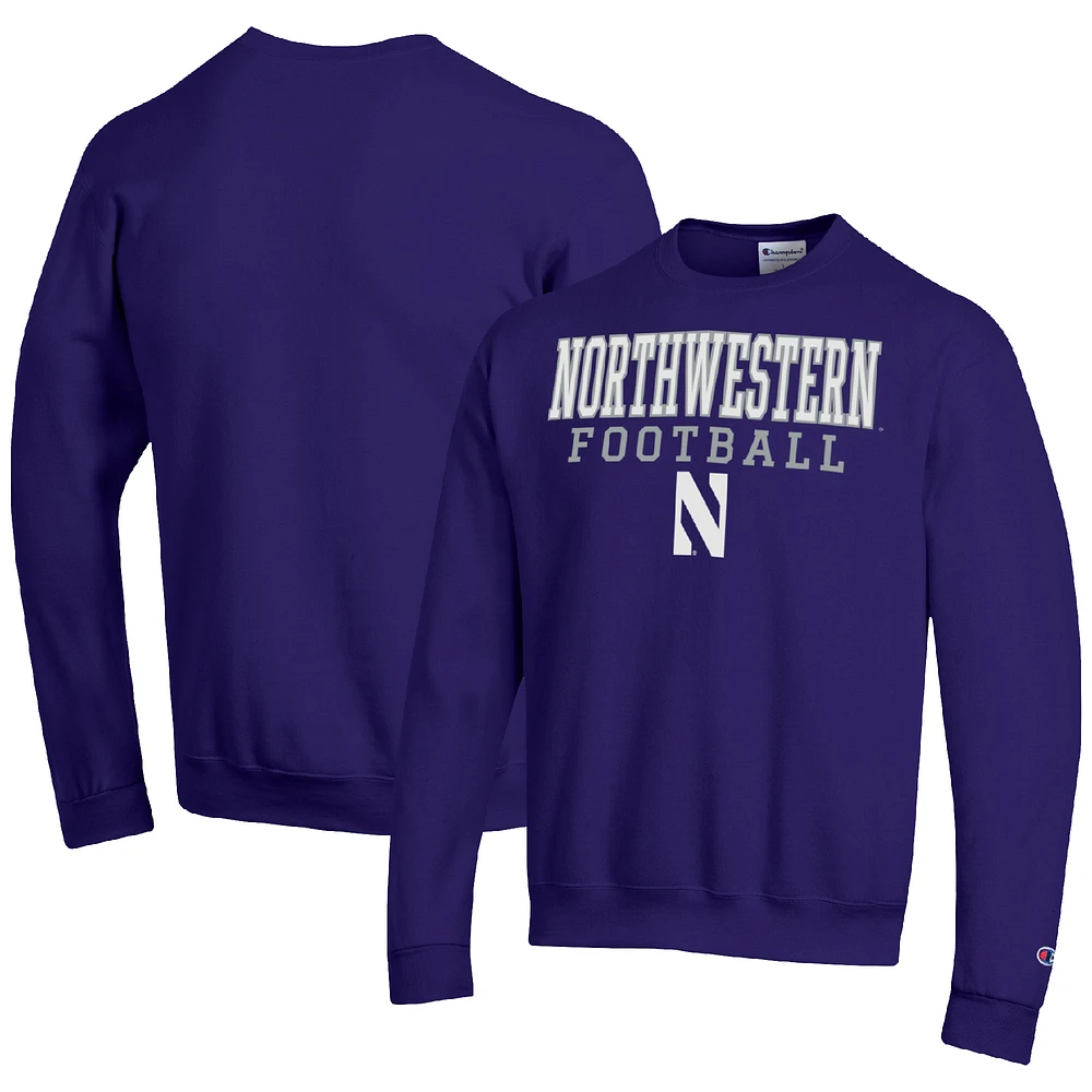 Men's Champion Northwestern Wildcats Football Stacked Pullover Sweatshirt