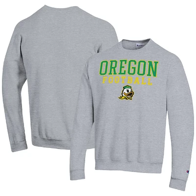 Men's Champion Heather Gray Oregon Ducks Football Stacked Pullover Sweatshirt