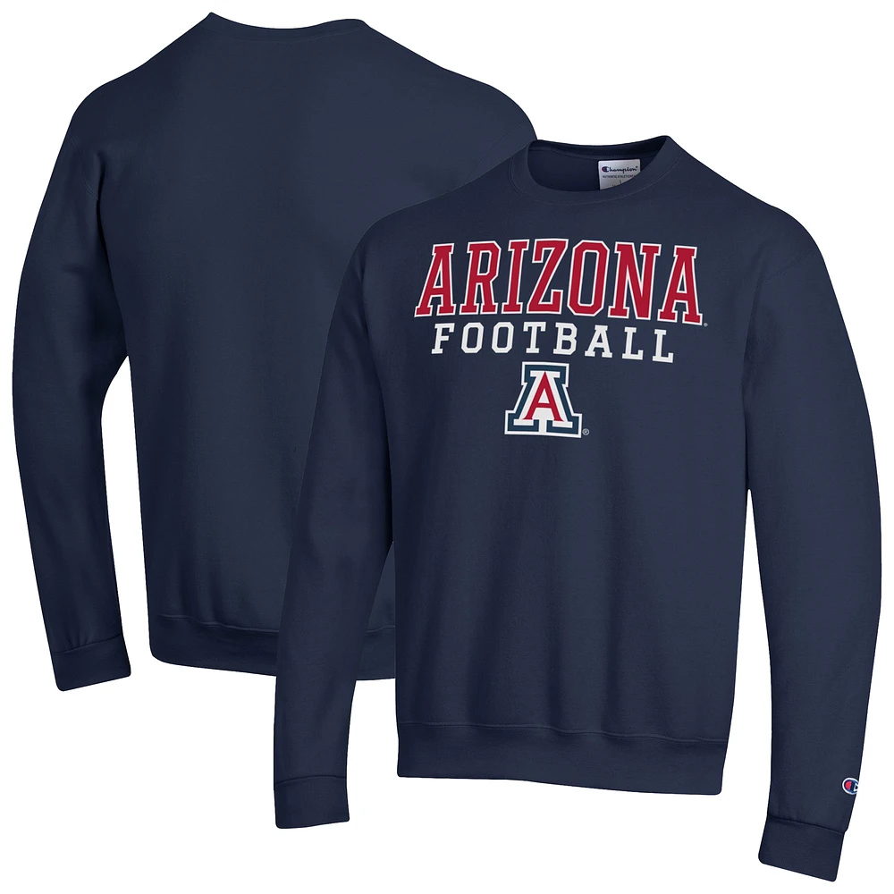 Men's Champion Navy Arizona Wildcats Football Stacked Pullover Sweatshirt