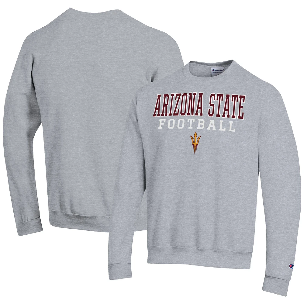 Men's Champion Heather Gray Arizona State Sun Devils Football Stacked Pullover Sweatshirt
