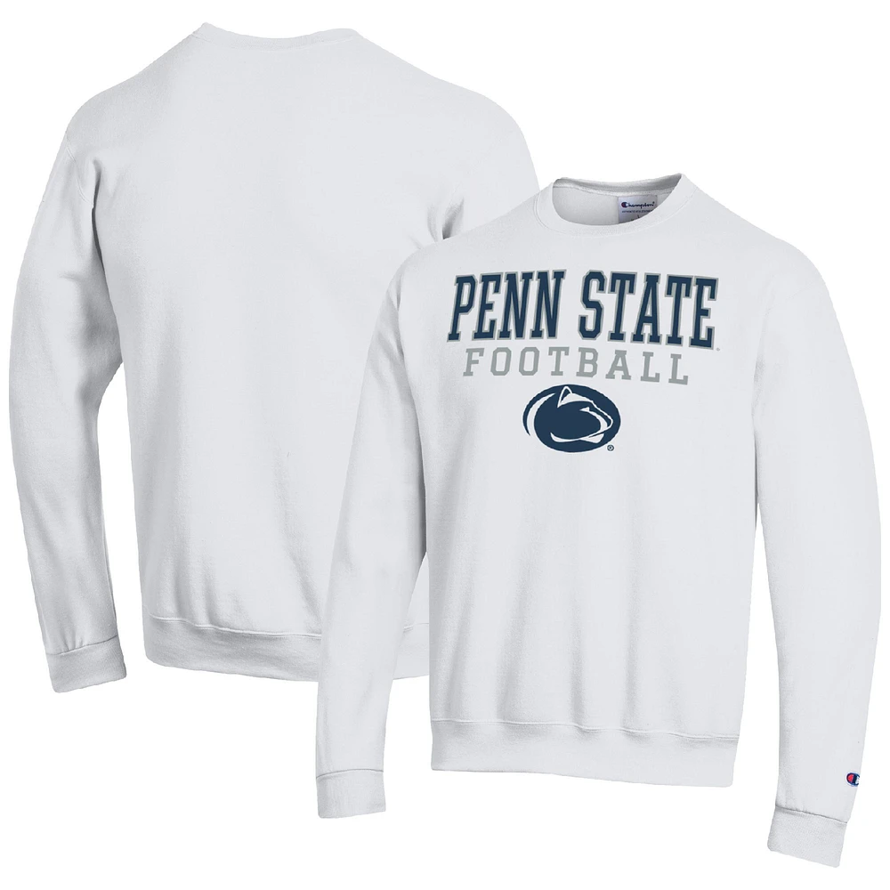 Men's Champion White Penn State Nittany Lions Football Stacked Pullover Sweatshirt