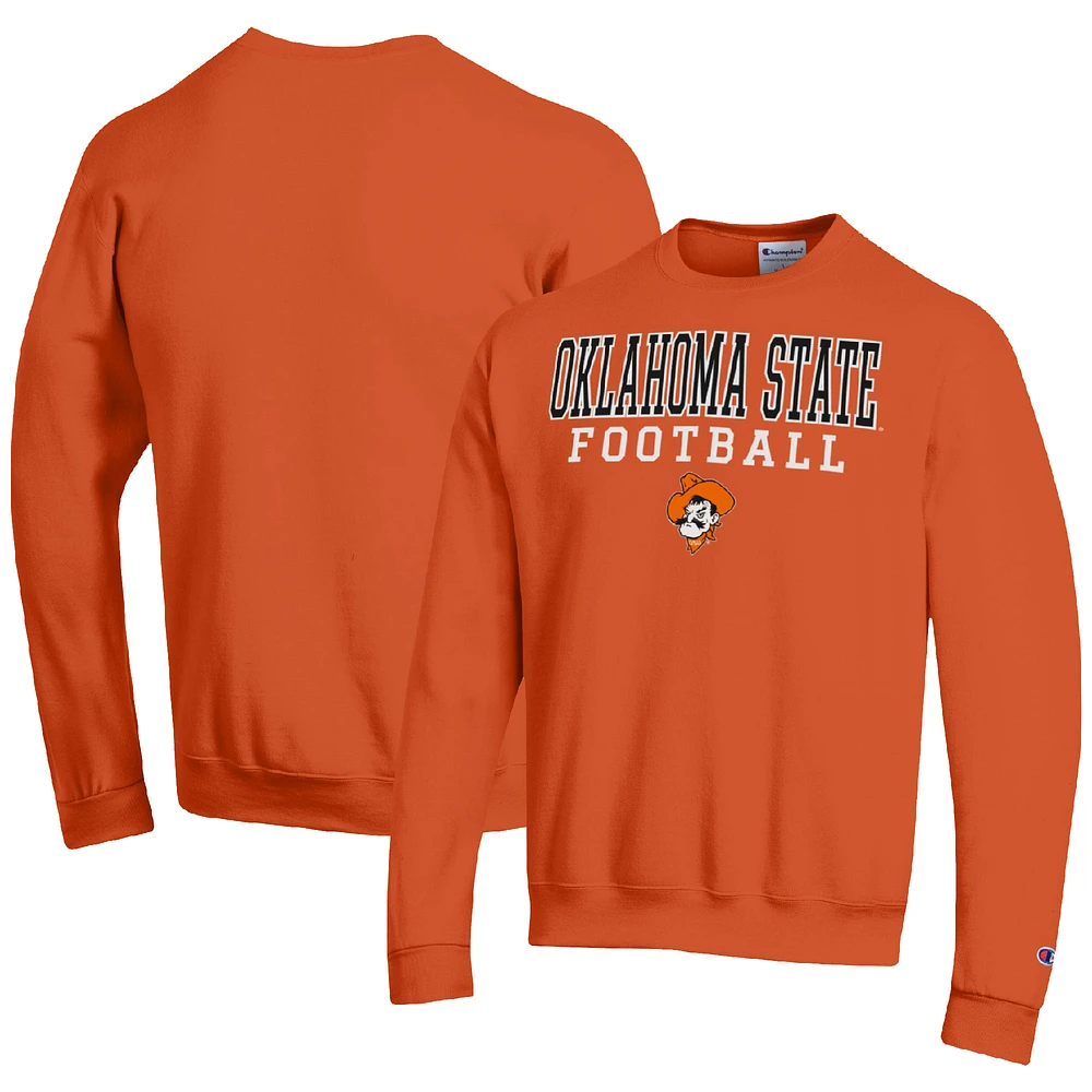 Men's Champion Orange Oklahoma State Cowboys Football Stacked Pullover Sweatshirt