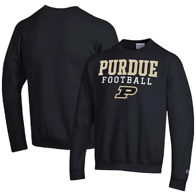 Men's Champion Black Purdue Boilermakers Football Stacked Pullover Sweatshirt