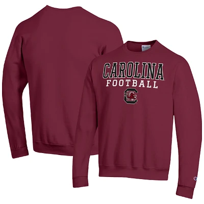 Men's Champion Garnet South Carolina Gamecocks Football Stacked Pullover Sweatshirt