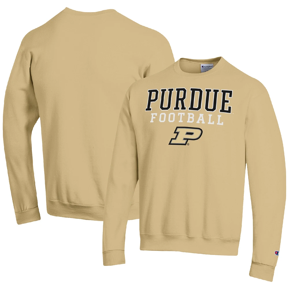 Men's Champion Gold Purdue Boilermakers Football Stacked Pullover Sweatshirt