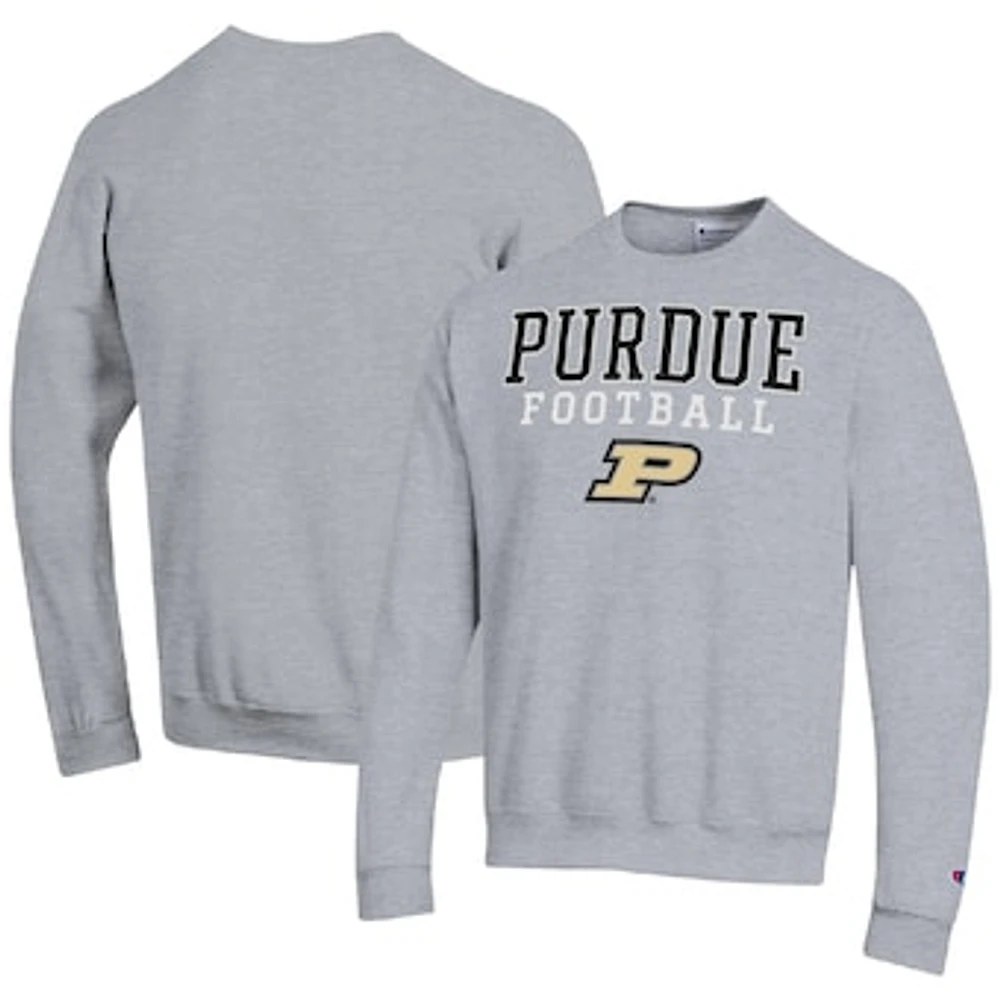 Men's Champion Heather Gray Purdue Boilermakers Football Stacked Pullover Sweatshirt