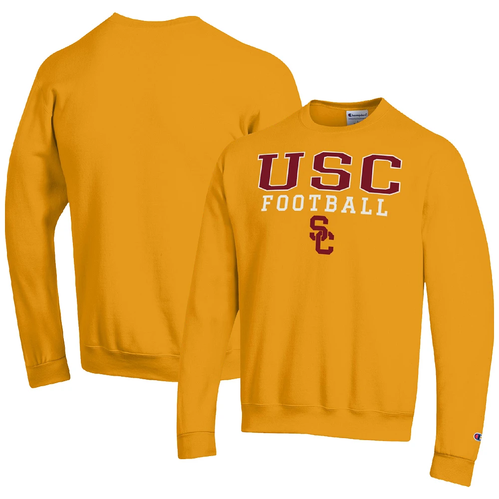 Men's Champion Gold USC Trojans Football Stacked Pullover Sweatshirt