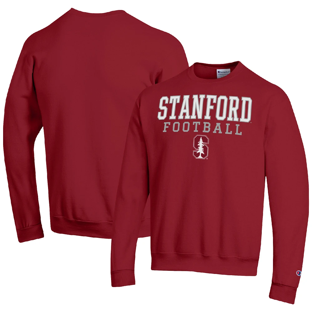 Men's Champion Cardinal Stanford Football Stacked Pullover Sweatshirt