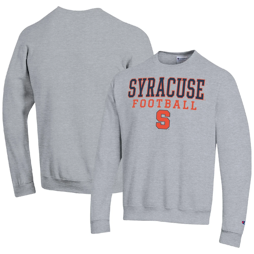 Men's Champion Heather Gray Syracuse Orange Football Stacked Pullover Sweatshirt