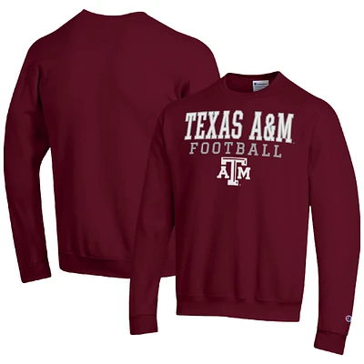 Men's Champion Maroon Texas A&M Aggies Football Stacked Pullover Sweatshirt