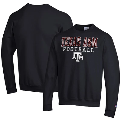 Men's Champion Black Texas A&M Aggies Football Stacked Pullover Sweatshirt