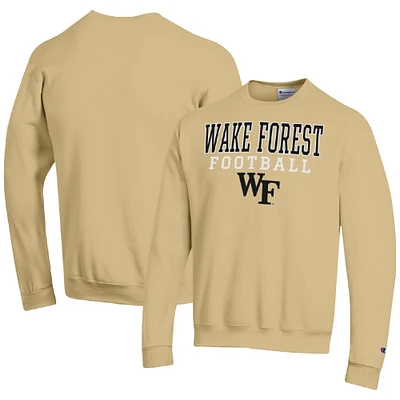 Men's Champion Gold Wake Forest Demon Deacons Football Stacked Pullover Sweatshirt