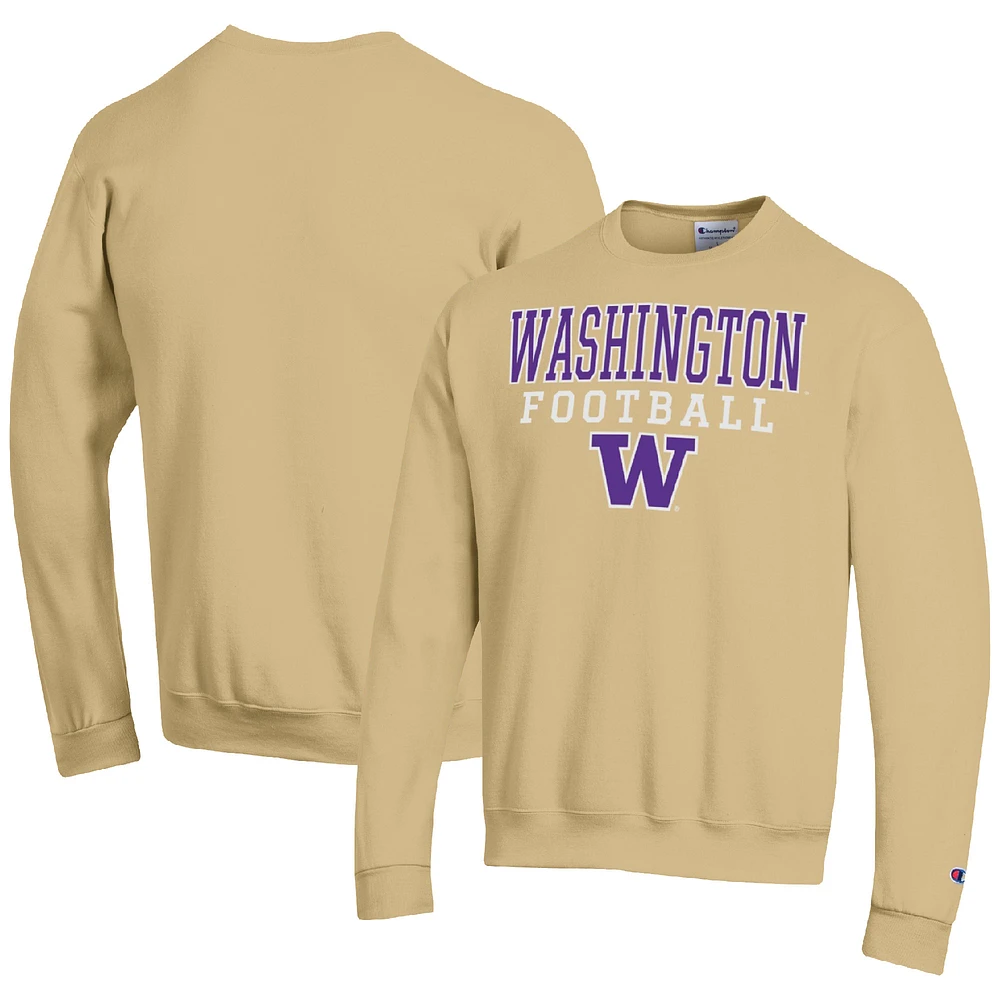 Men's Champion Gold Washington Huskies Football Stacked Pullover Sweatshirt