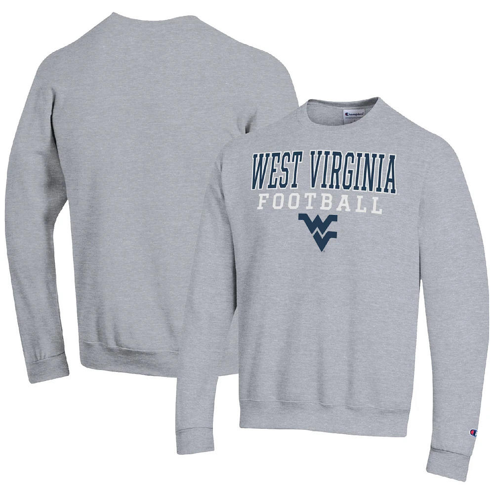 Men's Champion Heather Gray West Virginia Mountaineers Football Stacked Pullover Sweatshirt