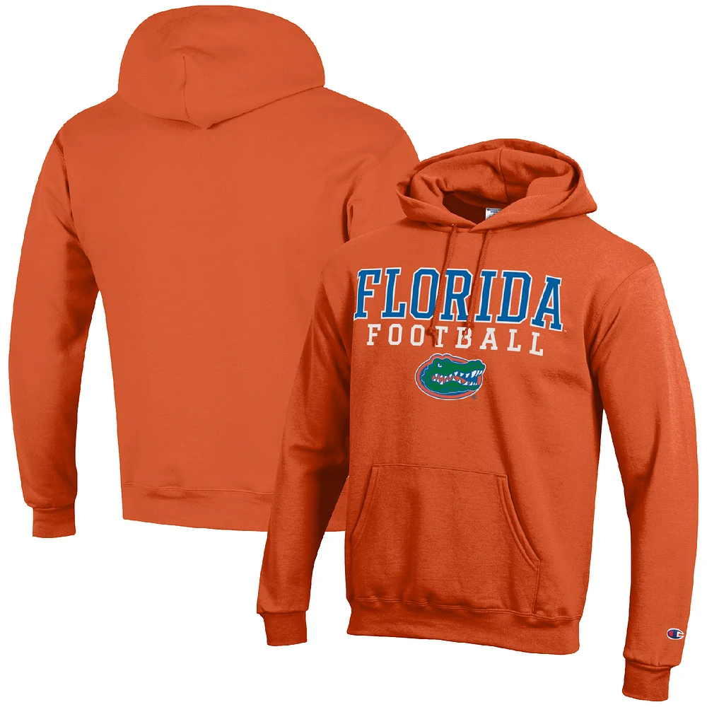 Men's Champion Orange Florida Gators Football Stack Pullover Hoodie