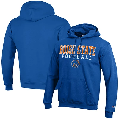 Men's Champion Royal Boise State Broncos Football Stack Pullover Hoodie