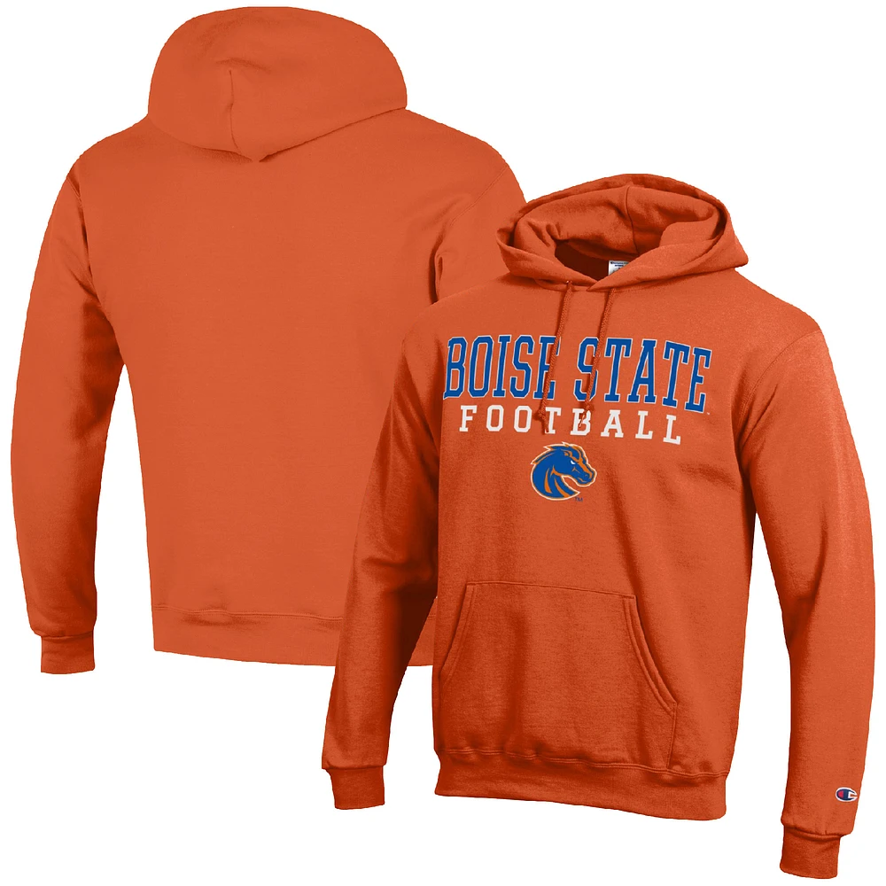 Men's Champion Orange Boise State Broncos Football Stack Pullover Hoodie