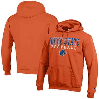 Men's Champion Orange Boise State Broncos Football Stack Pullover Hoodie