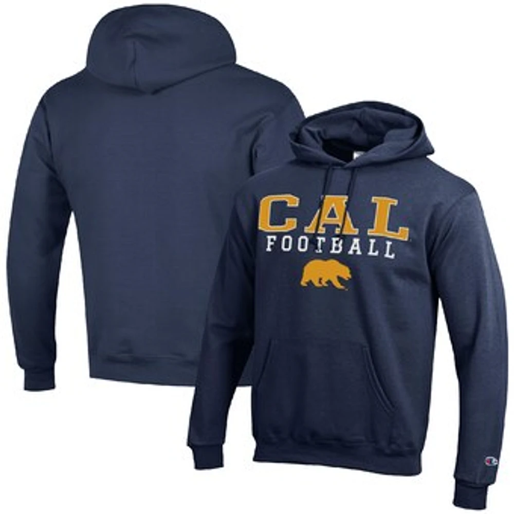 Men's Champion Navy Cal Bears Football Stack Pullover Hoodie