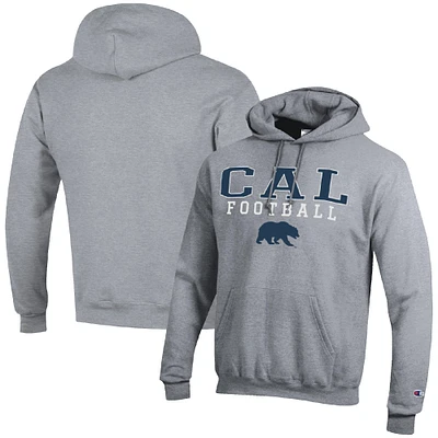 Men's Champion Heather Gray Cal Bears Football Stack Pullover Hoodie