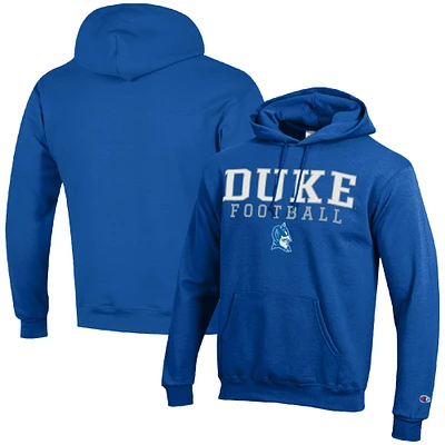 Men's Champion Royal Duke Blue Devils Football Stack Pullover Hoodie
