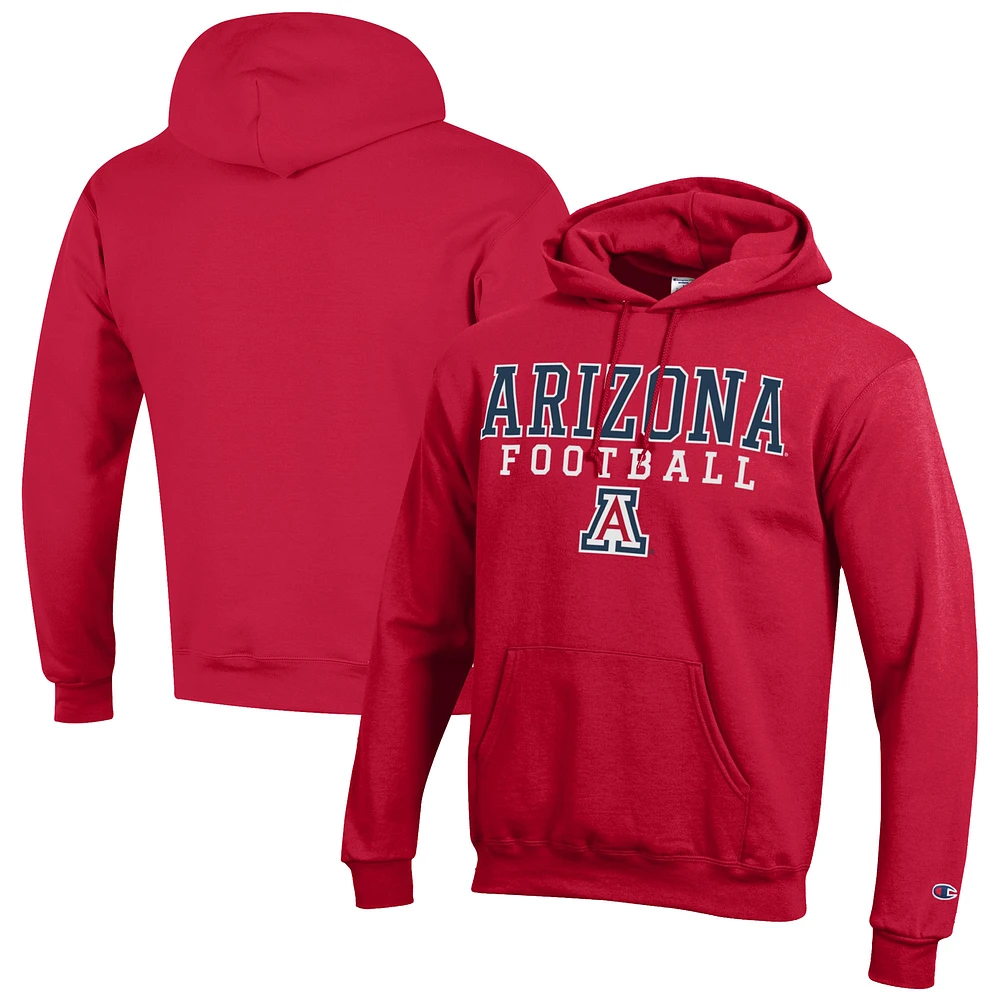 Men's Champion Red Arizona Wildcats Football Stack Pullover Hoodie