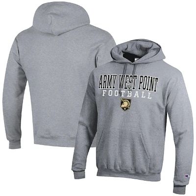 Men's Champion Heather Gray Army Black Knights Football Stack Pullover Hoodie