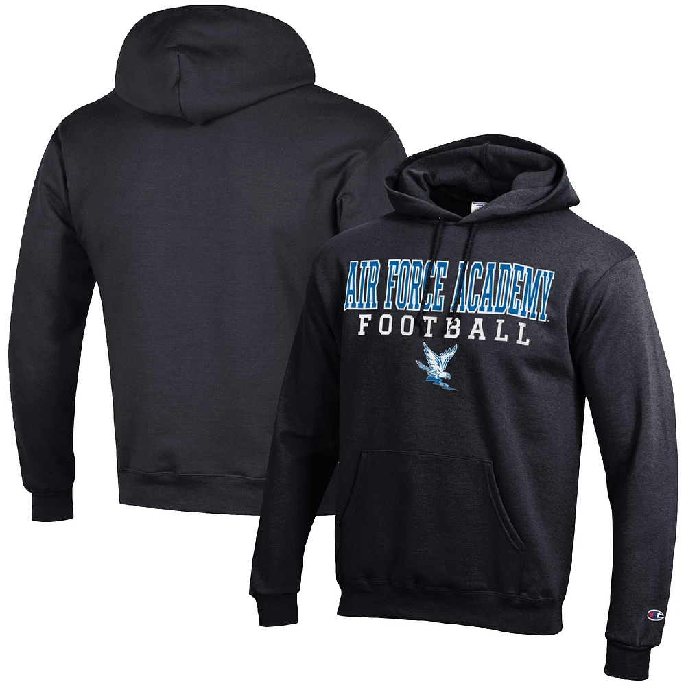 Men's Champion Black Air Force Falcons Football Stack Pullover Hoodie