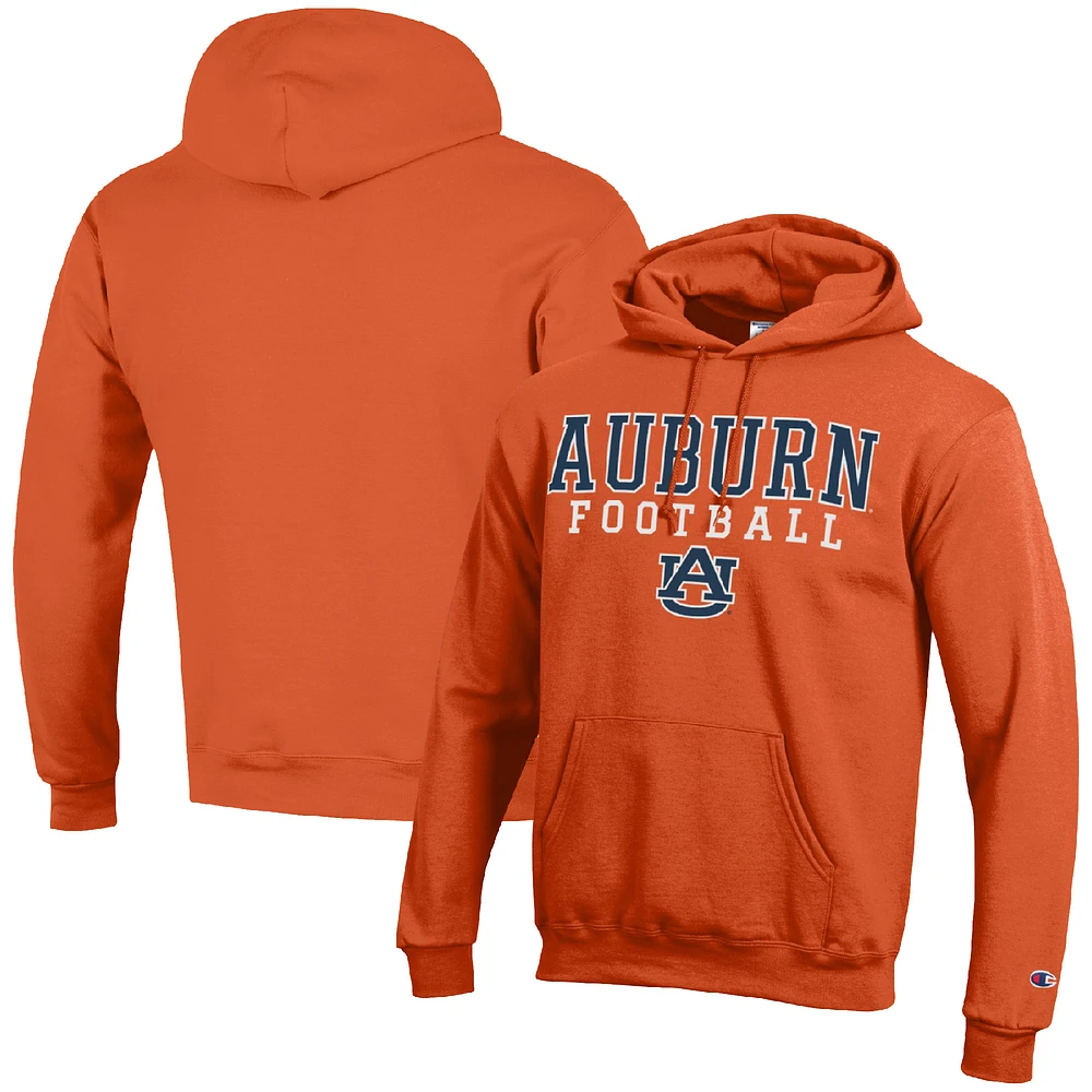 Men's Champion Orange Auburn Tigers Football Stack Pullover Hoodie
