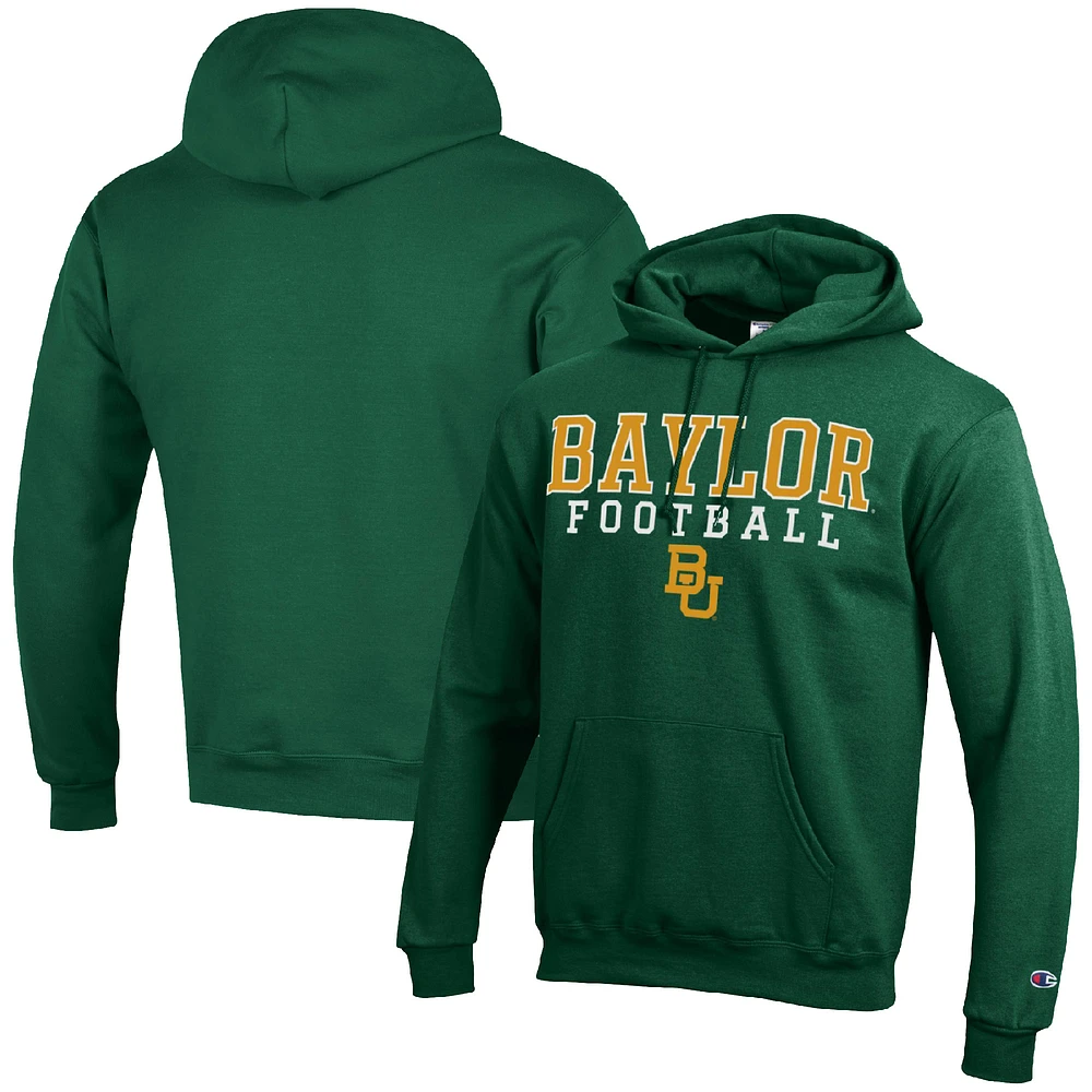 Men's Champion Green Baylor Bears Football Stack Pullover Hoodie