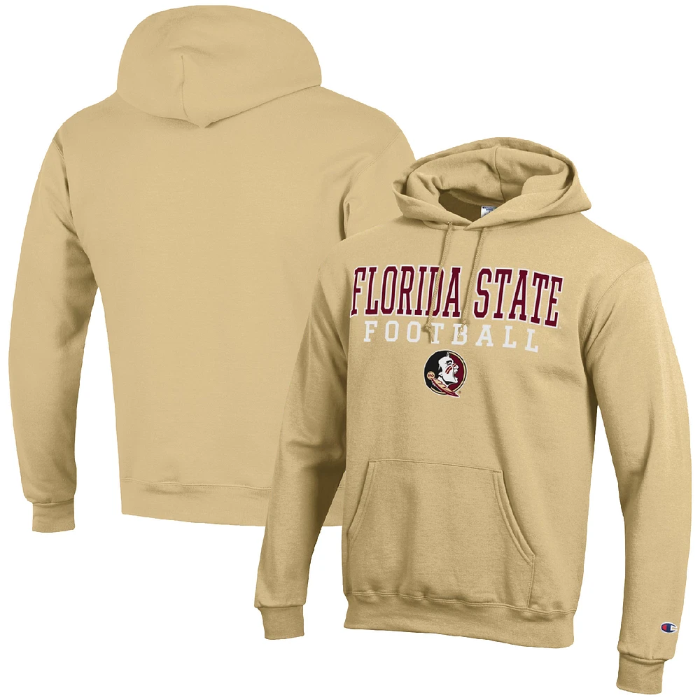 Men's Champion Gold Florida State Seminoles Football Stack Pullover Hoodie